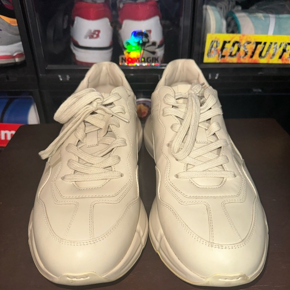 MEN'S RHYTON SNEAKER WITH GUCCI LOGO TAN SIZE MEN’s 11.5 - Picture 4 of 7